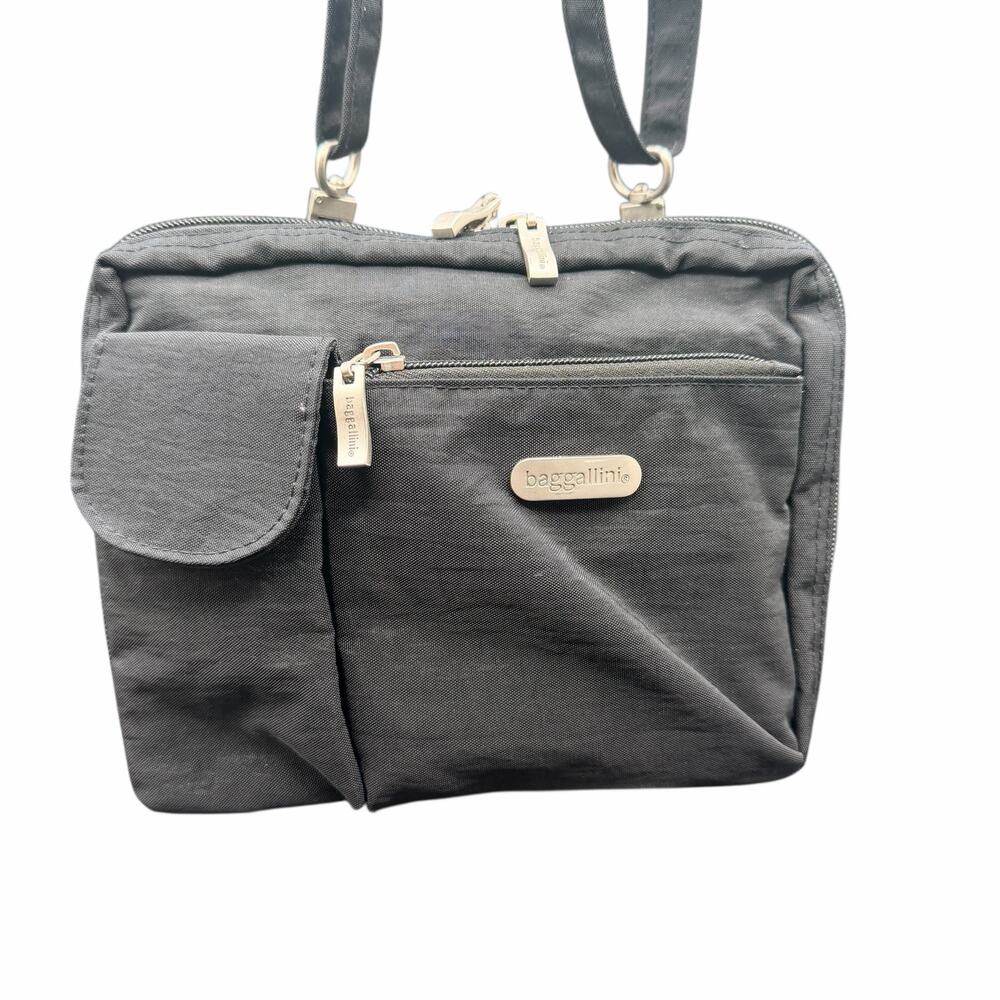 Baggallini Black Nylon Crossbody Bag Multi Zip Travel Organizer